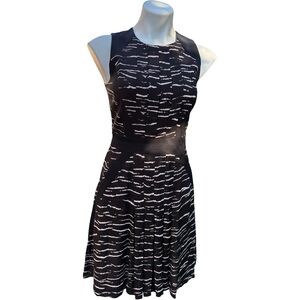 NWOT Rebecca Taylor Fit & Flare Dress Abstract Black Pink Print Size 2